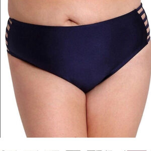 Lysa Swim bottoms Plus size Woman's 0X 14-16W navy blue with strappy sides